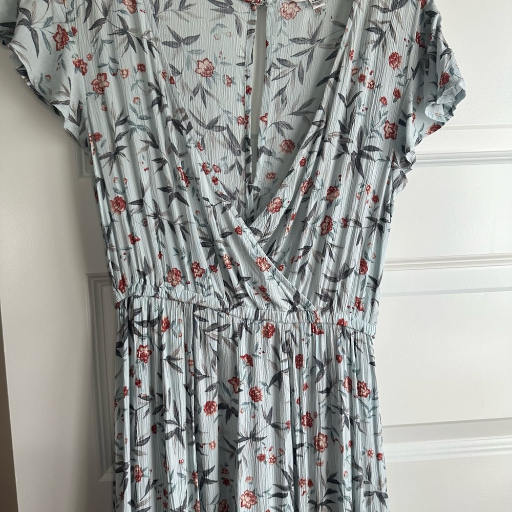 American Eagle Outfitters Light Blue Floral Wrap Maxi Dress W/shorts S - Picture 6 of 6